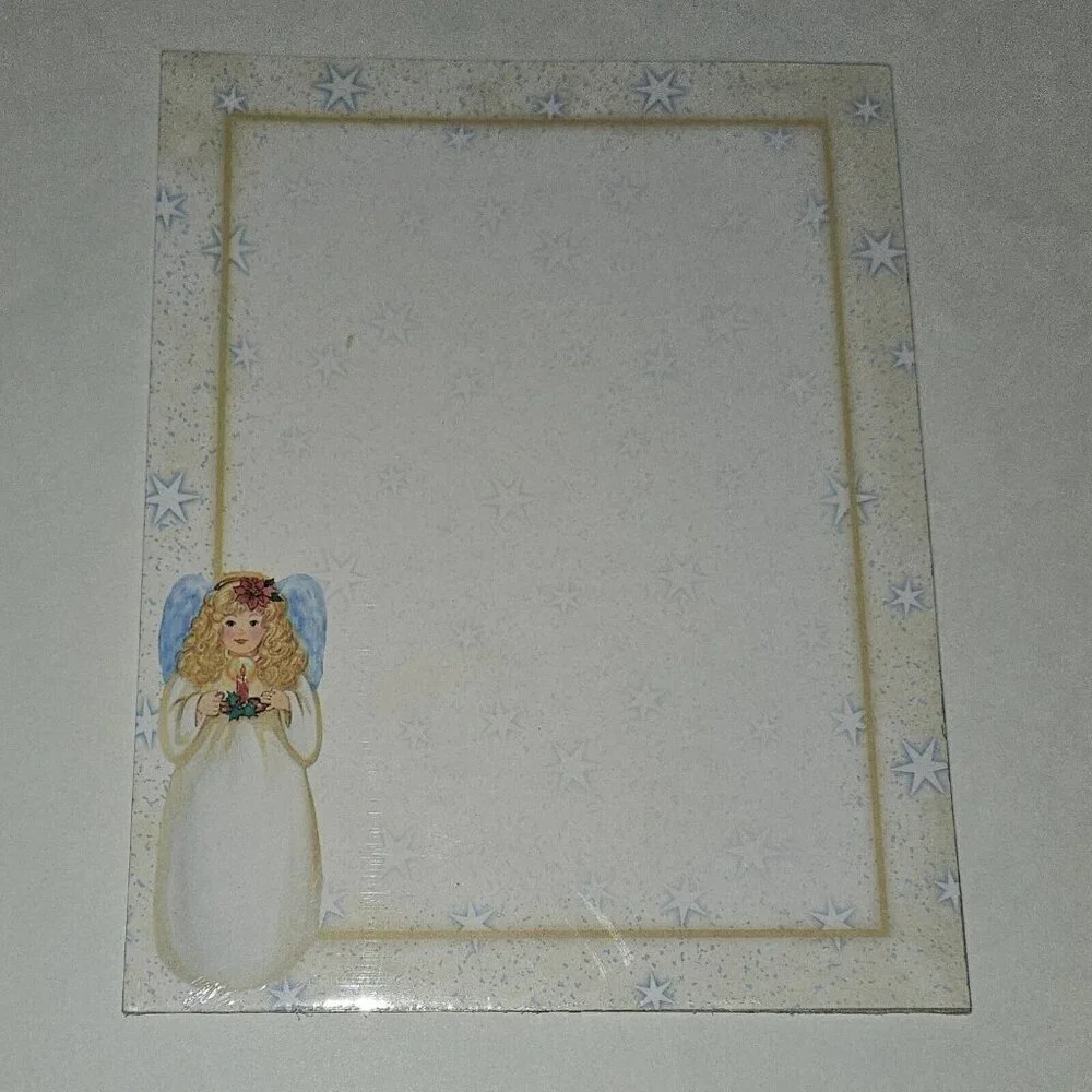 NEW 1 Pack 8.5x11 Letter Paper Stationery Angel Candle Stars Christmas 25 Sheets